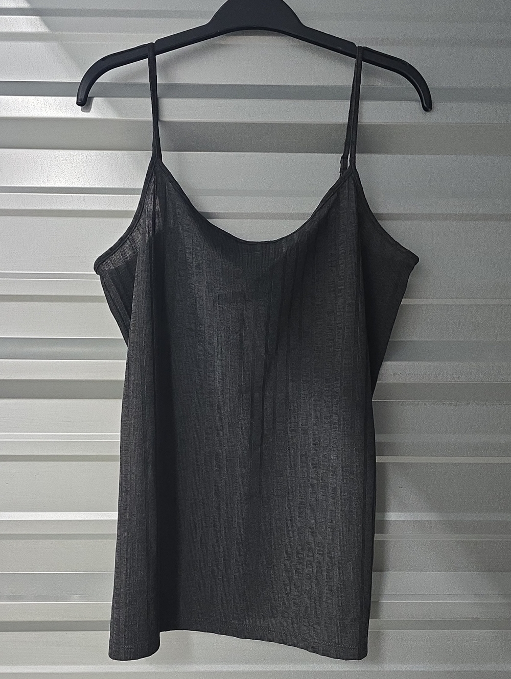 LOFT Dark Grey Ribbed Cami Tank with Spaghetti Straps